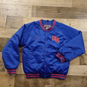 Nike Team Kansas‎ Jayhawks Bomber Jacket Youth Medium Blue Red NCAA